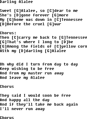 Bluegrass songs with chords - Darling Alalee